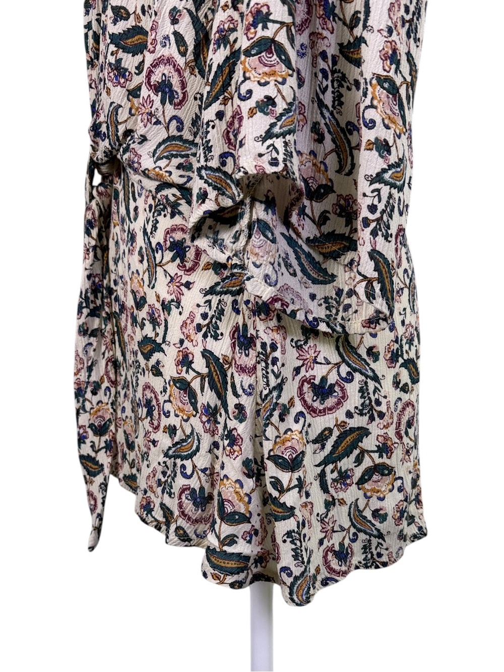 teaRose Floral Boho Tie Front Blouse M V Neck Back Zip Cottagecore - Picture 7 of 11